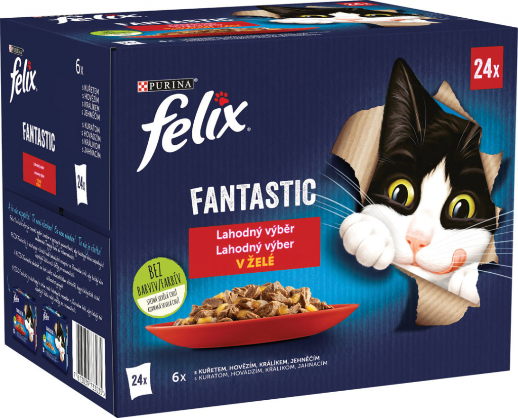 Felix Fantastic lahodný výber v želé s kuraťom hovädzím králikom a jahňacím 24 x 85 g