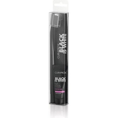 Curaprox Black is White 5460 Ultra Soft zubná kefka + bieliaca pasta s aktívnym uhlím a hydroxylapatitom 8 ml darčeková sada