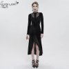 Devil Fashion šaty Black Vintage Gothic Velvet Slit Long Sleeve Fisht