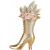 Clayre & Eef Zlatá antik dekorácia dámska topánka na podpadku s kvetmi - 14*7*22 cm - Clayre & Eef