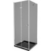 MEXEN/S - Lima sprchovací kút zalamovacie dvere 80 x 80, grafit, chróm + Flat čierna vanička so sifónom 856-080-080-01-40-4070