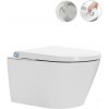 CERANO - Závesná WC misa s integrovaným elektronickým bidetom Cronus Standard, Vortex Rimless 180 ° + UF sedátko - biela lesklá - 59,3x38,4 cm