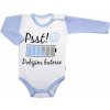 Body dlhý rukáv s vtipným textom Baby Nellys, Psst! Dobíjím baterie, kluk, veľ. 74, 74 (6-9m)