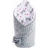 Obojstranná zavinovačka z Minky New Baby 75x75 cm teddy sivá hviezdičky ružové Sivá