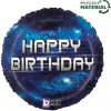 Foliový balonek kulatý Happy Birthday vesmír 46 cm