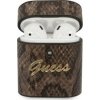 Guess Ochranný kryt GUACA2PUSNSMLBR Python Collection pro AirPods 1/2 hnědý