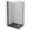 Mexen Pretoria, sprchovací kút 90 (dvere) x 70 (stena) cm, 6mm číre sklo, čierny profil + čierna sprchová vanička, 852-090-070-70-00-4070B