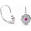 Šperk Holíč Strieborné bohato zdobené kamienkové náušnice s ružovým očkom TM153_1