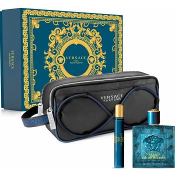 Versace Eros pour Homme toaletná voda 100 ml + toaletná voda 10 ml + kozmetická taška, darčeková súprava pre mužov