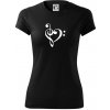 Husľový kľúč srdce - Dámske Fantasy športové (dresovina) - S ( Čierna )