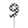 Sviečka PartyDeco Číslo 9 čierno-biela 5,5cm