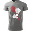 Bedminton - pálka a košík - Klasické pánske tričko vyššej gramáže - 4XL ( Tmavosivý melír )