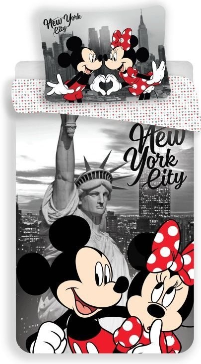 Jerry Fabrics MICRO Obliečky Mickey a Minnie v New Yorku 02 Polyester 140x200 70x90