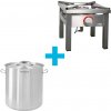 TECHNICA [Set] 50 l vysoký hrniec s priemerom 400 mm s vekom z nehrdzavejúcej ocele + plynový sporák 400x400x350 mm, 6,5 kW