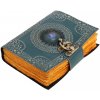 Leather Journals Tyrkysový kožený grimoár Mandala s modrým kamenem a ručním papírem