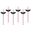 Party Halloween slamky s netopiermi, červeno-biele, 19,5 cm, 6 ks