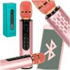 Bezdrôtový bluetooth karaoke mikrofón Ružový