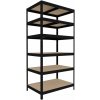 Kovový regál do domácnosti Biedrax 50 x 75 x 270 cm, čierny - 7 políc MDF