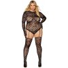 Dreamgirl Bodystocking Zebra Plus Size s podväzkami a pančuchami