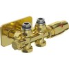 Mexen G00 termostatická súprava rohová/priamá s krycou maskou S, Duplex, DN50, zlatá - W908-900-910-50