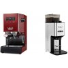 Gaggia Classic E24 BC, red + Lelit Steve PM20, brushed stainless steel