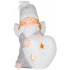 MagicHome Postavička Anjelik so srdcom LED terakota 12x10x15 cm