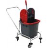 CLEANEX Upratovací vozík 1x25L vedro, CHROM. KONŠTRUKCIA, Plastový žmýkací lis