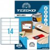 97*42 mm Tezeko A4 hárkové print etikety, biela farba (100 hárkov/balenie)