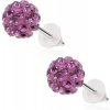 Šperky eshop - Náušnice z ocele 316L, fialové guličky vykladané ligotavými zirkónmi, 8 mm SP40.29