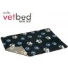 Vetbed protiskluz / Drybed grafitová modré a bílé packy DELUXE 100 x 75 cm, vlas 30 mm