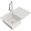 Mexen Bruno, 1-komorový granitový drez 795x495x200 mm a drezová batéria Elia, biela, 6513-20-670101-00