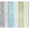 Vliesová tapeta s efektom použitého dreva - Vintage & Landhaus, modrá, zelená, biela, rozmer: 10,05 m x 0,53 m (5,33 m²), TA-309855077