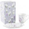 HOME ELEMENTS Porcelánový hrnček s podšálkou Levanduľa 360 ml