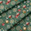 Vianočný vzor bavlnenej látky Vianočné Gule na Zelenom, metráž 160 cm