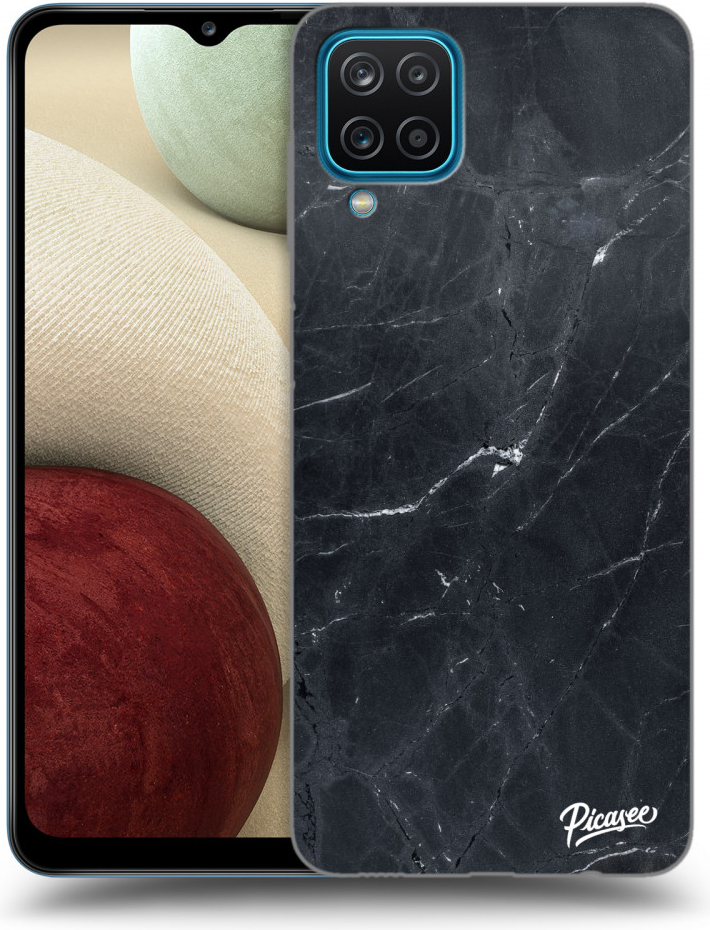 Púzdro Picasee silikónové Samsung Galaxy A12 A125F - Black marble čiré