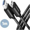 AXAGON BUMM3-AM10AB, SPEED kabel Micro-B USB - USB-A, 1m, USB 3.2 GEN 1, 3A, ALU, tpe, černý