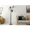 Bighome - Stojacia lampa LEVELS 176cm 5 ľanových tienidiel čierna sivá biela