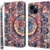 Peňaženkové 3D puzdro na iPhone 15 - Colorful Mandala