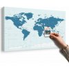 Obraz na korku politická mapa sveta v modrej farbe