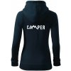 Camper nápis - Mikina dámska trendy zipper s kapucňou - 2XL ( Tmavomodrá (veľmi tmavá - skoro čierna) )