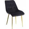 Zamatová jedálenská stolička BEATRIX LUX - čierna so zlatými nohami