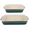 Obdĺžniková kameninová zapekacia misa, sada 2 ks Excalibur zelená