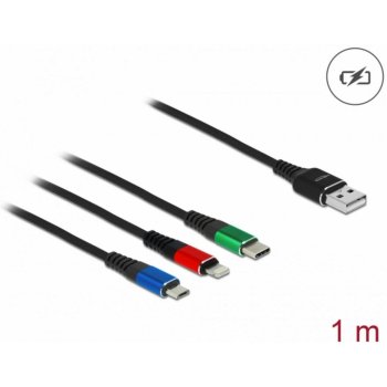 Delock 87277 3-v-1 Lightning, Micro USB a USB Type-C, USB nabíjací