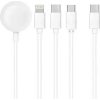 OEM C3186 Apple watch Lightning 8-pin - Type C - Micro 3W 1A universal (Nabíjací kábel typu C 4v1 pre iPhone Lightning 8-pin+Type C+Micro+Apple Watch biela)