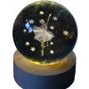 Dekorácia sklenená guľa s LED podsvietenim baletka, na drevenom podstavci, 8x10 cm