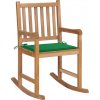 vidaXL Hojdacie kreslo so zeleným vankúšom masívne tíkové drevo