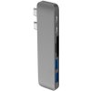 AppleKing 6v1 hliníkový hub / rozbočovač z USB-C (Thunderbolt 3) na 2× USB 3.0 + čítačka SD a TF kariet + 2× USB-C pre MacBook – sivý - možnosť vrátiť tovar ZADARMO do 30tich dní