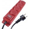 Predlžovací kábel 5 m / 4 zásuvky / s vypínačom / čierno-červený / guma-neopren / 1,5 mm2 Emos P14151