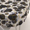 Biante Bavlnený oválny obrus Sandra SA-568 Sivo-modrofialové mramorové hexagóny na bielom 100x140 cm