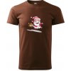 Santa so zahryznutým psom - Klasické pánske tričko vyššej gramáže - S ( Čokoládová )